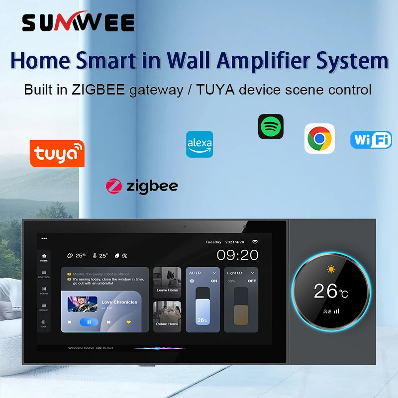 TUYA Smart Home Device Scene control panel Built-in ZIGBEE gateway Bluetooths Audio wall Amplifiers WIFI Background music system - Magic Electronics