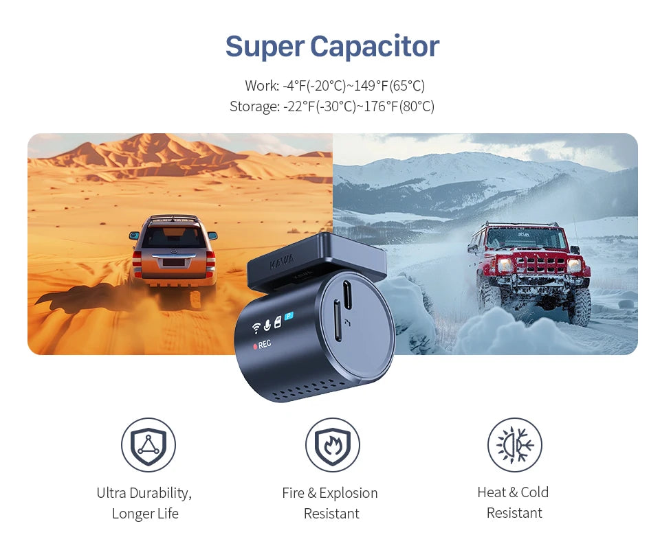2K KAWA MINI 3 Pro Cameras for Car DVR Tiny Dash Cam 24 Parking Auto Video Recorder WiFi APP Voice Control Car dashcam - Magic Electronics