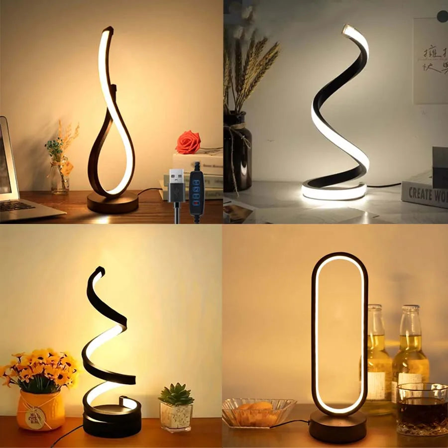 Creative Spiral LED Night Light 3 Colors Dimmable Desk Lamp Reading Light for Living Room Office Desk Bedroom Bedside Decor - Magic Electronics
