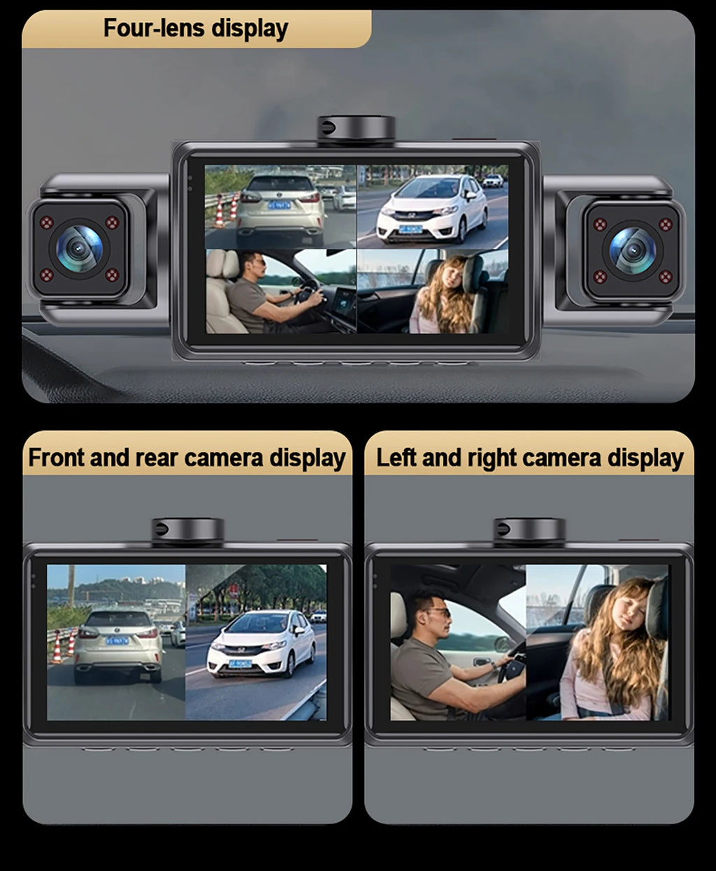 DashCam Car Dvr Video Recorder 4 Channels 360° WIFI Front inside Rotatable Rear View Camera 24h Parking Monitor Car dash cam Magic Electronics Sda93fa30226d4999a648d68b693a508a4