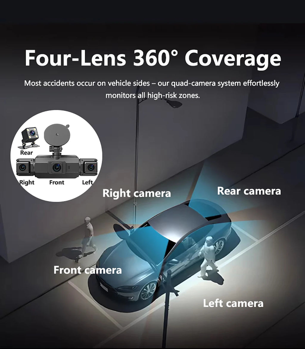 Dash Cam 4Channel 360° Car Camera Black Box 128G Front Left Right Rear View Car DVR Video Recorder G-Sensor 24H Parking Monitor Magic Electronics Sdaee3b74a0cb48739b01aaf47e467baak