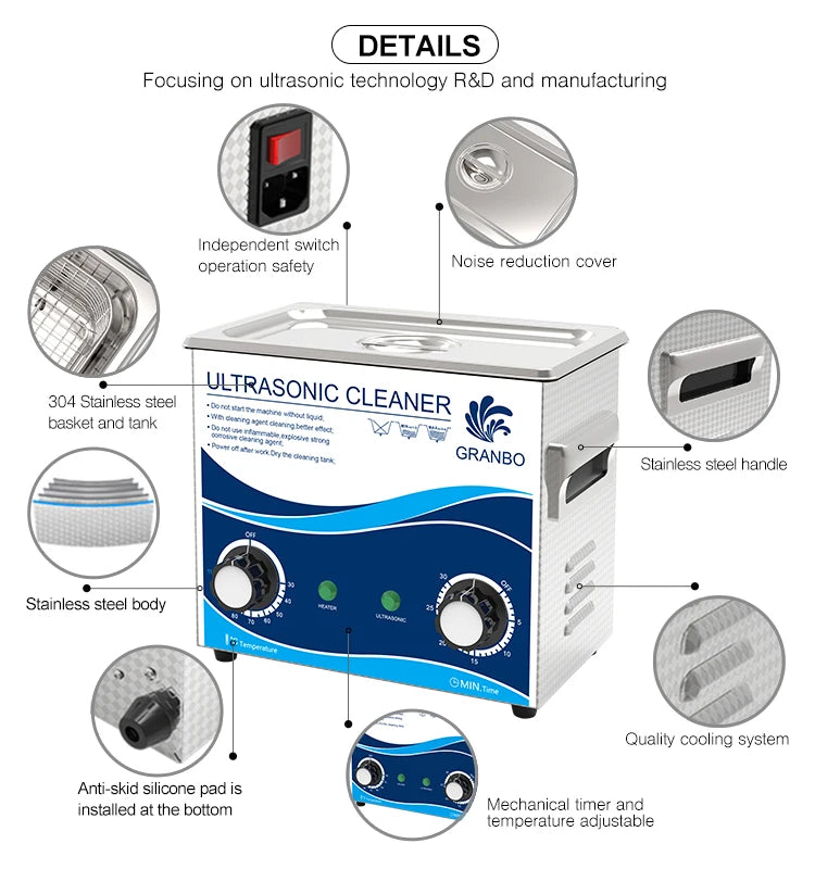 Ultrasonic Cleaner 3L 120W/180W Heater Timer Knob Control 40KHz Ultrasonic Cleaning Machine for Dental Tools 3D Models Magic Electronics Sdaf4aa4fbc704a9ea85daa404f879aa7f