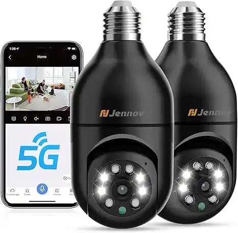 Jennov 2Pcs 2K WiFi Light Bulb Security Camera Wireless Outdoor - Cameras for Home Security Outside, Light Socket Indoor Camera - Magic Electronics