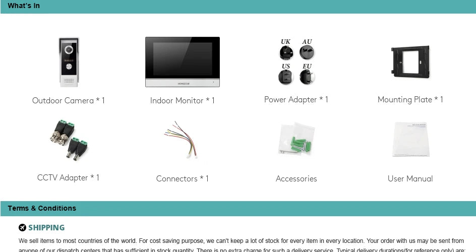 HOMSECUR 4 Wire Tuya Smart APP HD Video House Door Phone Kit with 7" Touch Screen Monitor IP65 Doorbell Camera Record Snapshot - Magic Electronics
