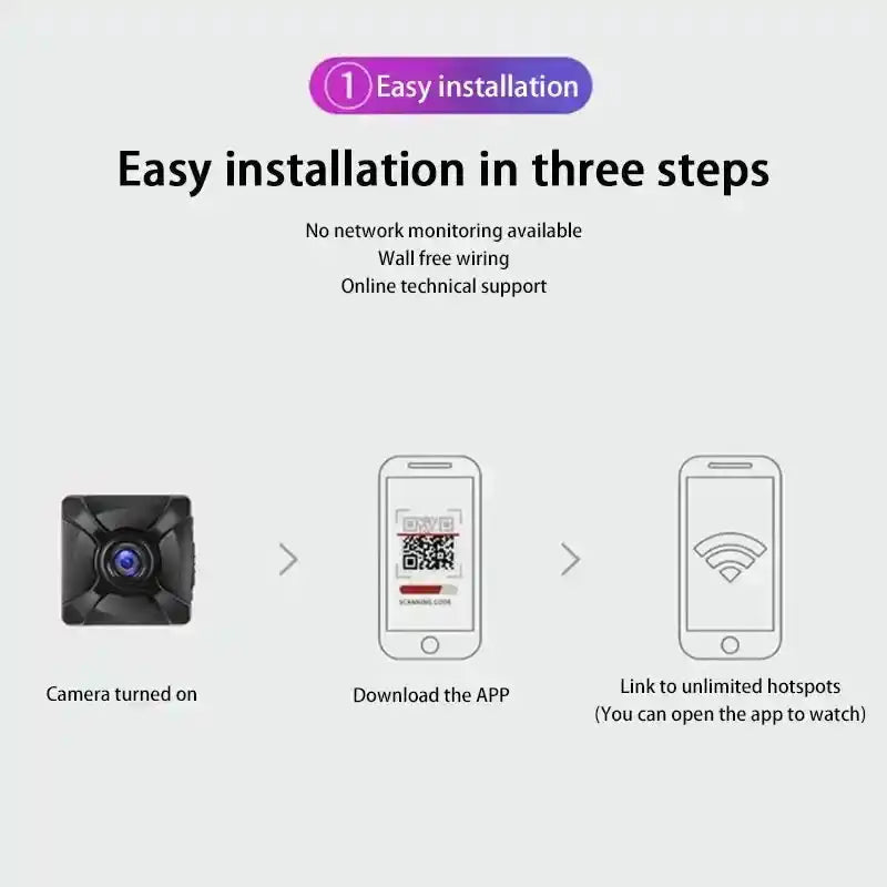 Mini Wireless Camera WiFi Home Connected Mobile Remote HD Motion Detection Long Battery Life Monitor Night Vision Home Safety - Magic Electronics