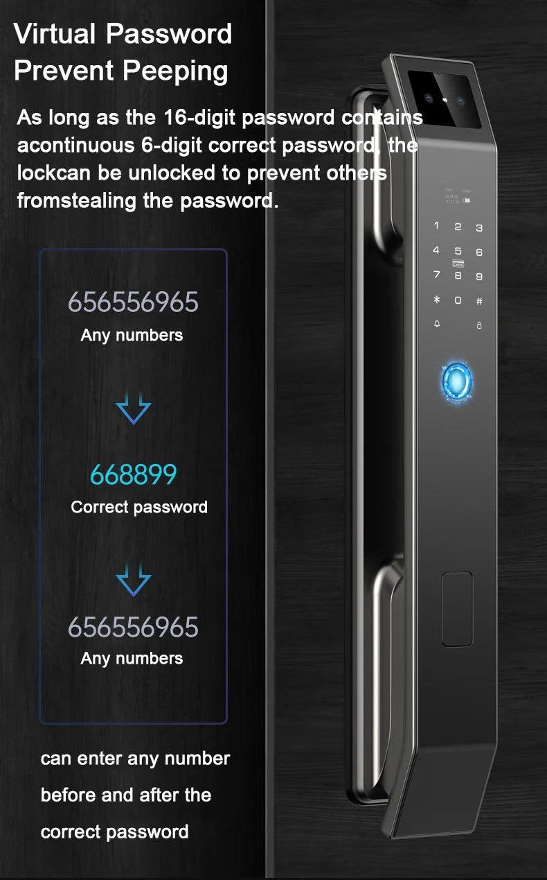 3D Face Recognition Unlock Digital Door Lock With Camera FIngerprint Password Unlock Keyless Electronic Door Lock - Magic Electronics