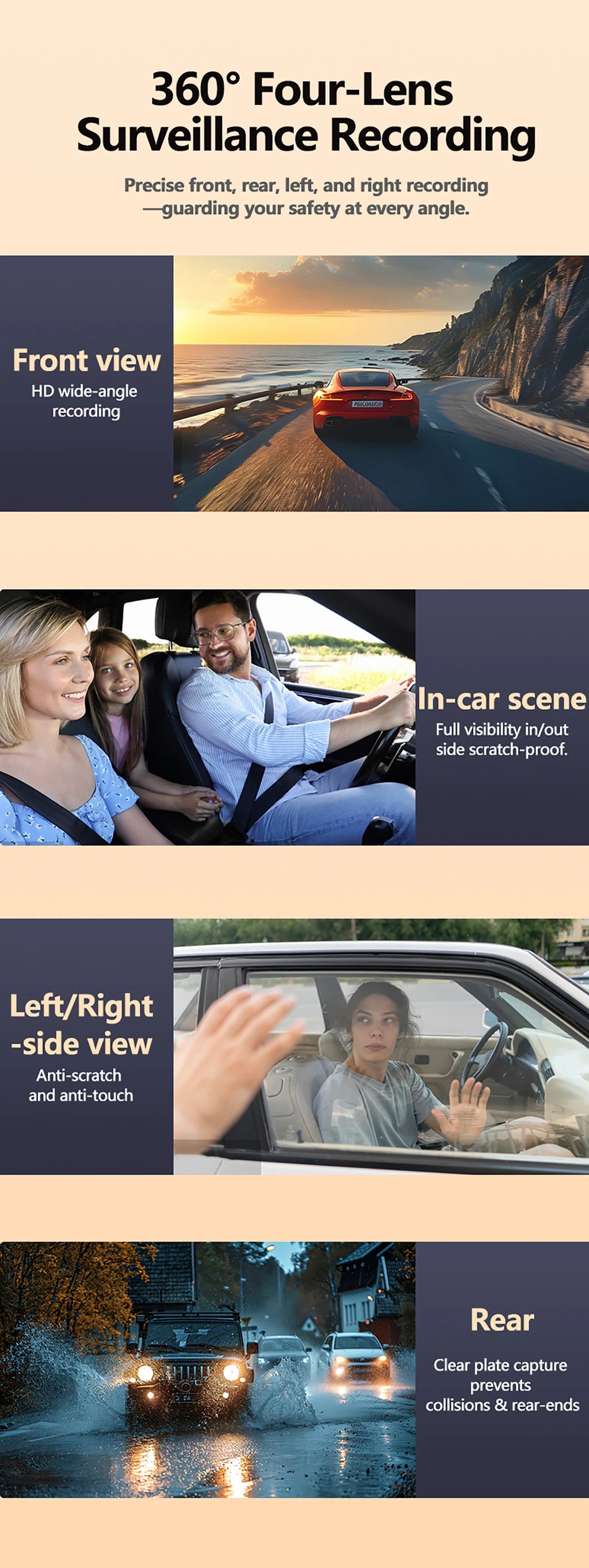 DashCam Car Dvr Video Recorder 4 Channels 360° WIFI Front inside Rotatable Rear View Camera 24h Parking Monitor Car dash cam Magic Electronics Sdd0e1a48cfdd4f7f81598ee4134b08e23