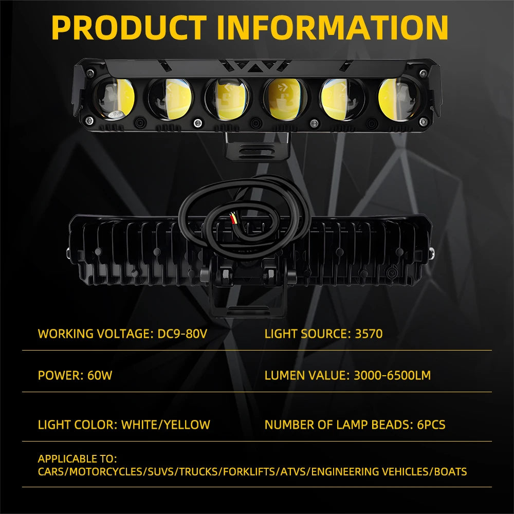 Motorcycle Car LED Work Light Truck Headlight Fog Light 9-80V Spotlight 60W 3570 6SMD Driving Light for ATV SUV UTV Dual Color Magic Electronics Sdd57c84c0ac94114964ffb220d60dab02