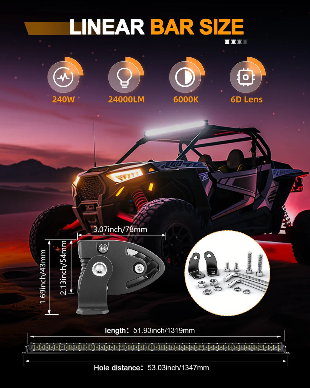 HAOLIDE 6D 7inch 14inch 20inch 26inch 38inch 50inch 1 Row Utral Slim Led Light Bar Driving Light 6000k White for Offroad SUV UTV Magic Electronics Sdded55e36758410e8b805ed388209a7eZ