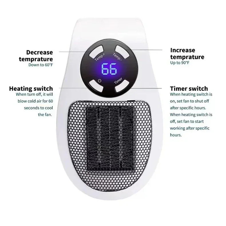 350W Portable Heater Electric Heater Convenient Room Heater Remote Control Wall Mounted Heater Winter Heating Home Appliance - Magic Electronics