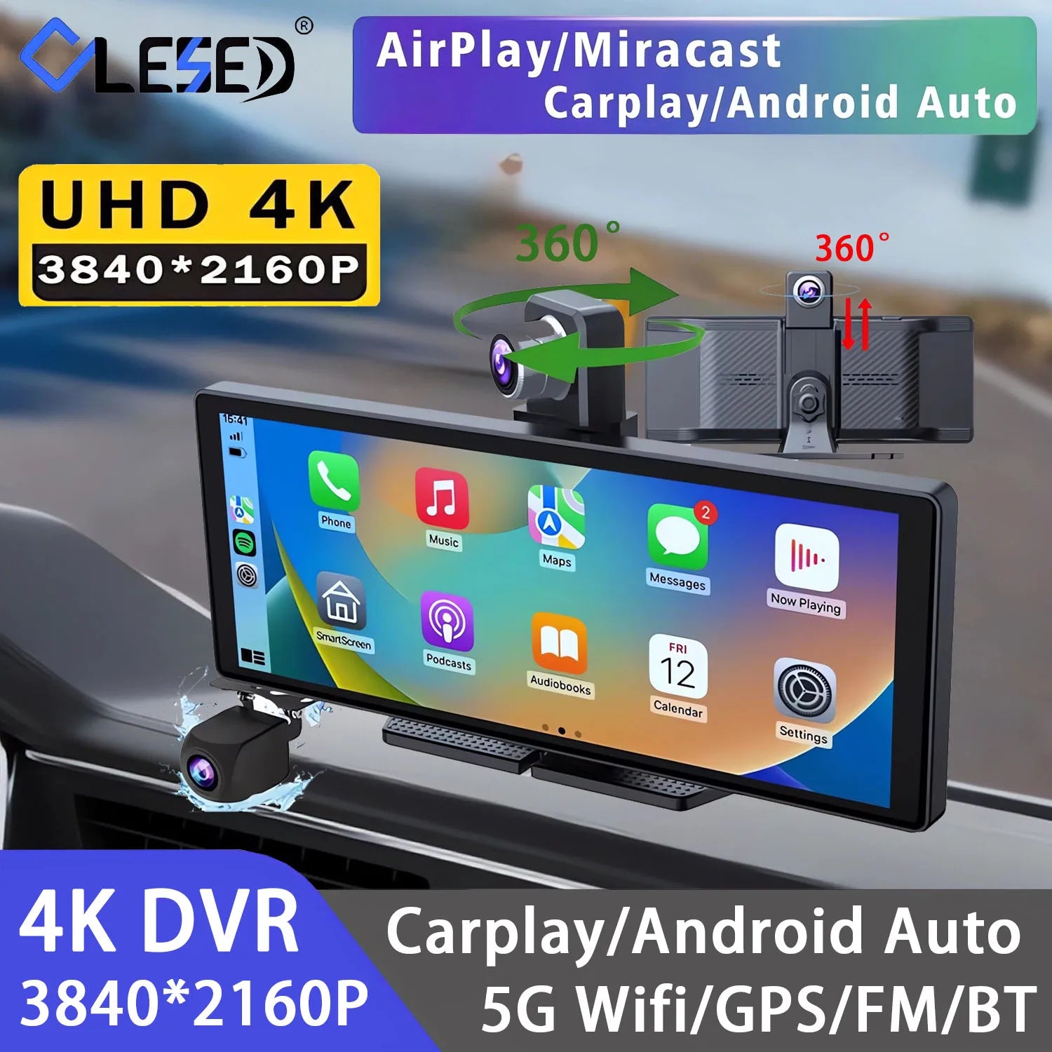 10.26 Inch 4K 3840*2160P Car Dvr Carplay Android-Auto Dash Cam Cabin GPS 5G WIFI FM BT Dual Lens Camera Dashcam Drived Record Magic Electronics Sdf6c49440ba1475fa3e5391946cf56e0W