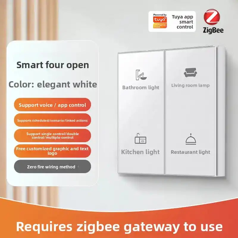 Zigbee Smart Switch Glass Panel Tuya Smart Home App Remote Control With Timer Function Voice Control Intelligent Button Switch - Magic Electronics