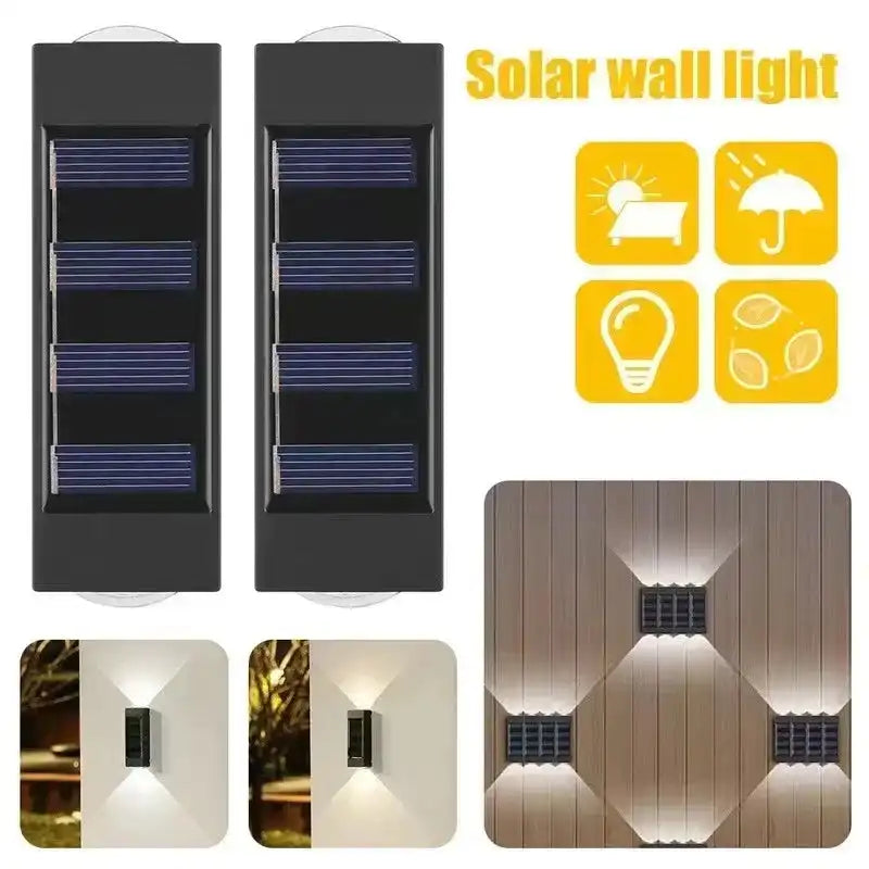 Solar Wall Lamp Outdoor Waterproof Solar Lights Up And Down Convex lens Lighting For Garden Street Landscape Balcony Outdoor Dec - Magic Electronics