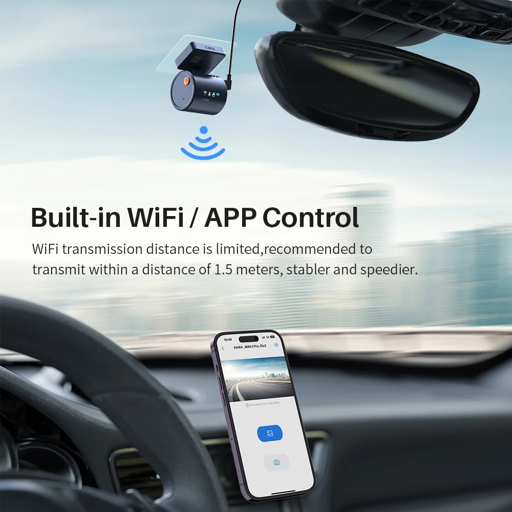 2K KAWA MINI 3 Pro Cameras for Car DVR Tiny Dash Cam 24 Parking Auto Video Recorder WiFi APP Voice Control Car dashcam - Magic Electronics