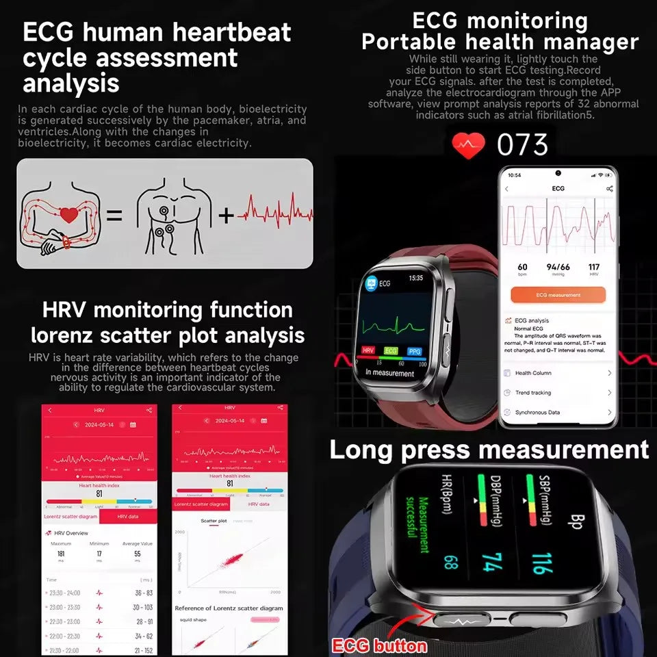 2026 New Upgrade AI Diagnostic Airbag Precise Blood Pressure Health SmartWatch Uric Acid ECG Blood lipids Smartwatch Men Women Magic Electronics Se0e58dc6b9064776aab98daaf2496ae4E