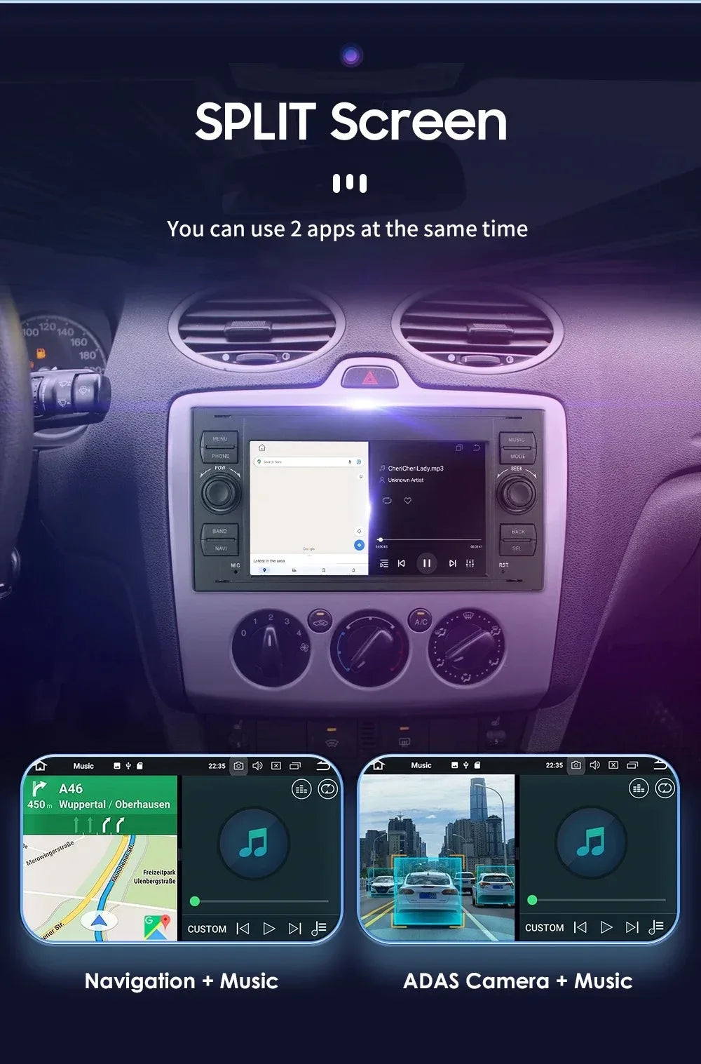 7' Car Radio with Wireless Carplay Android Auto Bluetooth FM for Ford Mondeo Fiesta S-max Focus Galaxy Transit Fusion Connect K Magic Electronics Se0fea9ee7b9246edb51e24fd889d02beB