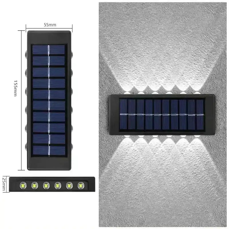 Solar Wall Lamp Outdoor Waterproof Solar Lights Up And Down Convex lens Lighting For Garden Street Landscape Balcony Outdoor Dec - Magic Electronics