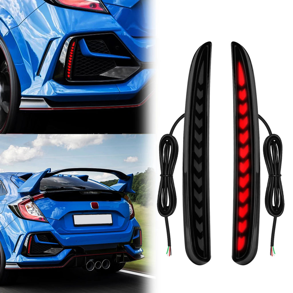 For Honda Civic Type-R Sl Hatchback 2016 2017 2018 2019 2020 LED Rear Bumper Reflector Lights Brake Dynamic Turn Signal Lamps Smoked Surface A China Mainland Magic Electronics Se2168709eb9045ee877065f1bdf5ca10C Smoked Surface A China Mainland