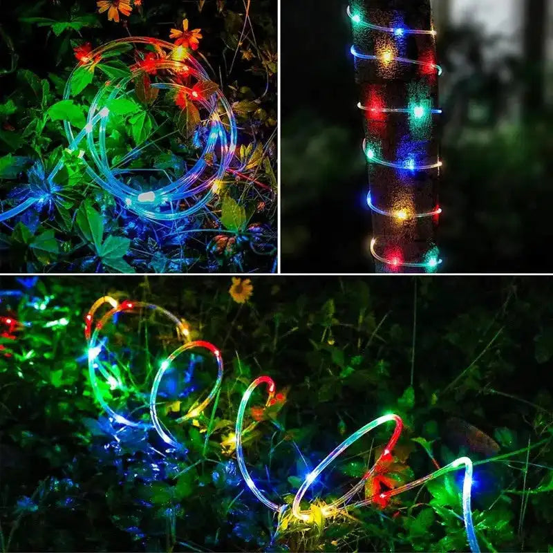 Solar String Lights Outdoor Waterproof LED Strip Rope Tube Lamp Christmas Fairy Garland String Lights for Garden Tree Yard Fence - Magic Electronics