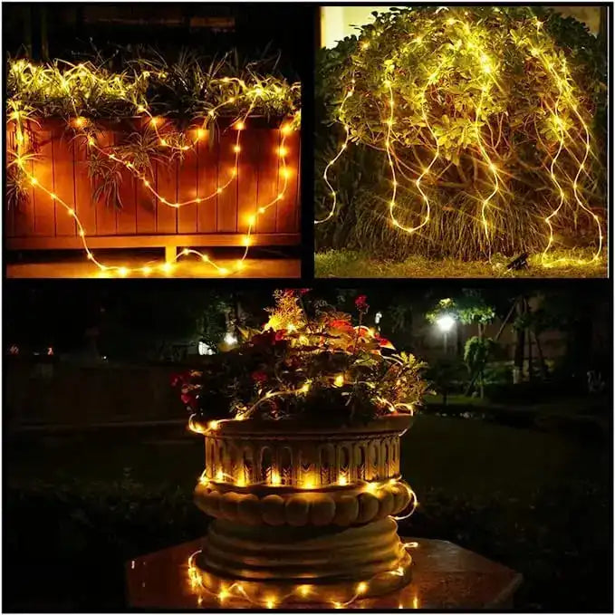 Solar String Lights Outdoor Waterproof LED Strip Rope Tube Lamp Christmas Fairy Garland String Lights for Garden Tree Yard Fence - Magic Electronics