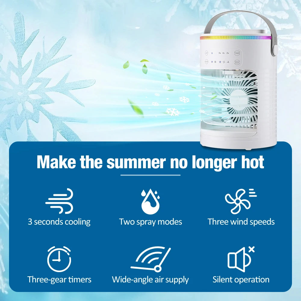 View details for Air Conditioner Cooling Spray Fan Air Conditioner with Water Ice Evaporative Humidifier Quiet Air Cooler with Colorful Light Air Conditioner Cooling Spray Fan Air Conditioner with Water Ice Evaporative Humidifier Quiet Air Cooler with Col
