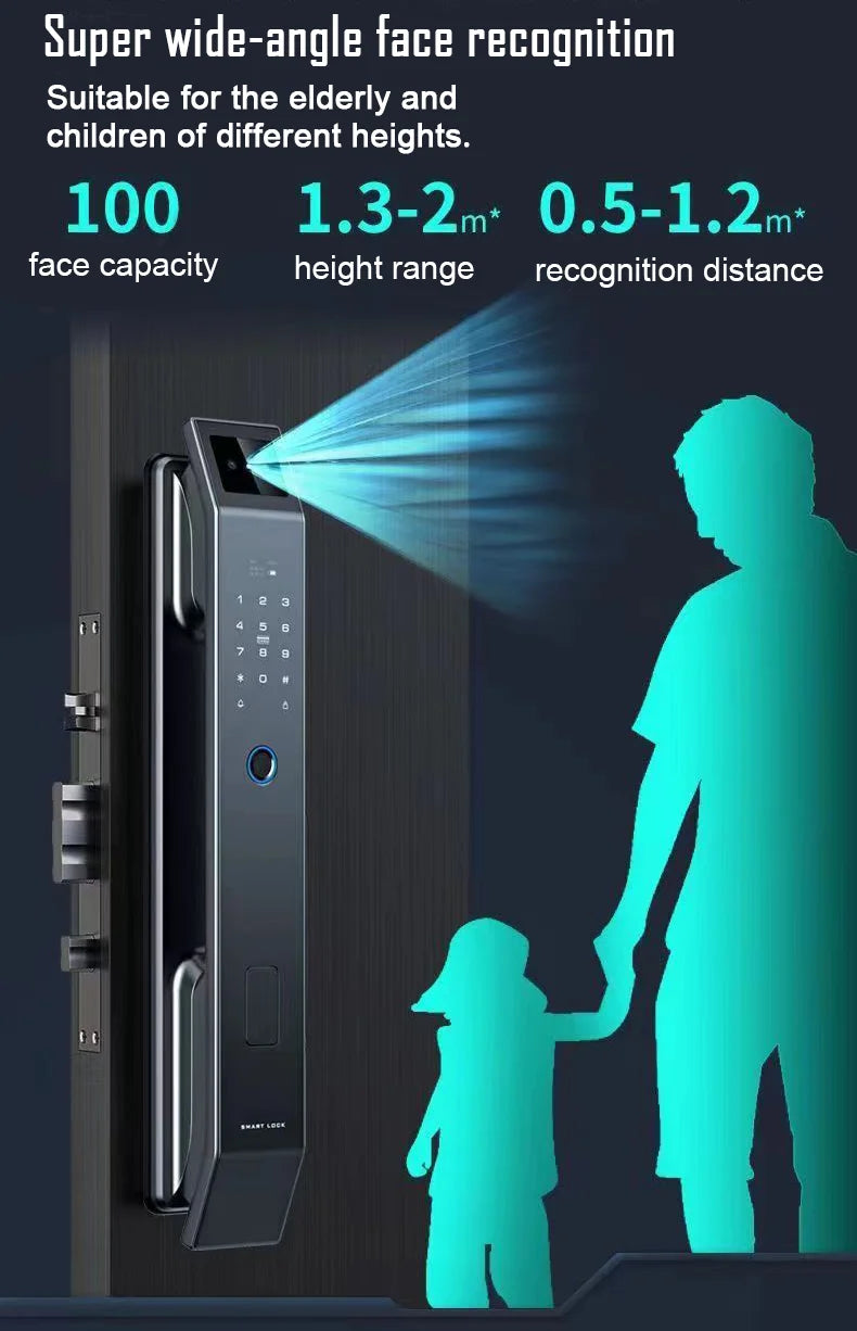 3D Face Recognition Unlock Digital Door Lock With Camera FIngerprint Password Unlock Keyless Electronic Door Lock - Magic Electronics