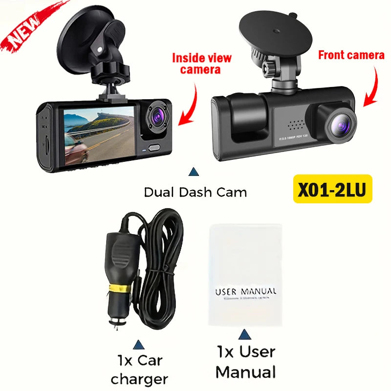 3Channel 1080P Dash Cam for Cars WIFI Car DVR Video Recorder Rear View Camera for Vehicle Night Vision Black Box Car Assecories X01-NOWIFI-2CAM Magic Electronics Se309e196770f4409a7ff3159e7399a4dw X01-NOWIFI-2CAM
