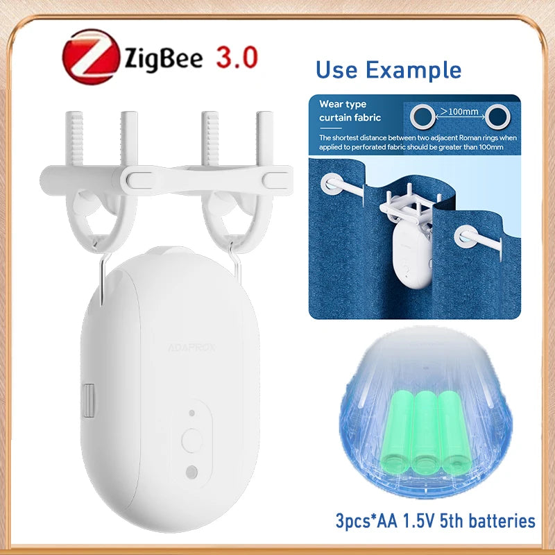 Tuya Smart Curtain Robot Bluetooth/Zigbee Rail Curtain Robot Electric Drive Track Rod Automatic Curtain Opener Voice Control Zigbee V3 Magic Electronics Se346543bc53f4d639955ea42960bd304F Zigbee V3
