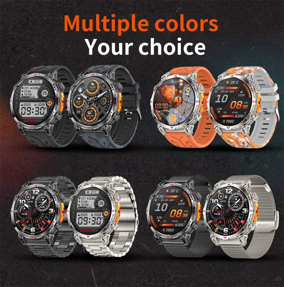 2026 New Outdoor Sports Smartwatch Men GPS Positioning 650mAh HD Call 1.56-inch AMOLED Screen Compass 5ATM Waterproof Watch Man - Magic Electronics