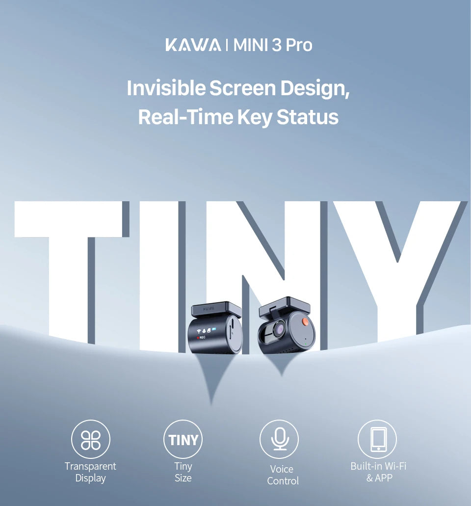 2K KAWA MINI 3 Pro Cameras for Car DVR Tiny Dash Cam 24 Parking Auto Video Recorder WiFi APP Voice Control Car dashcam - Magic Electronics