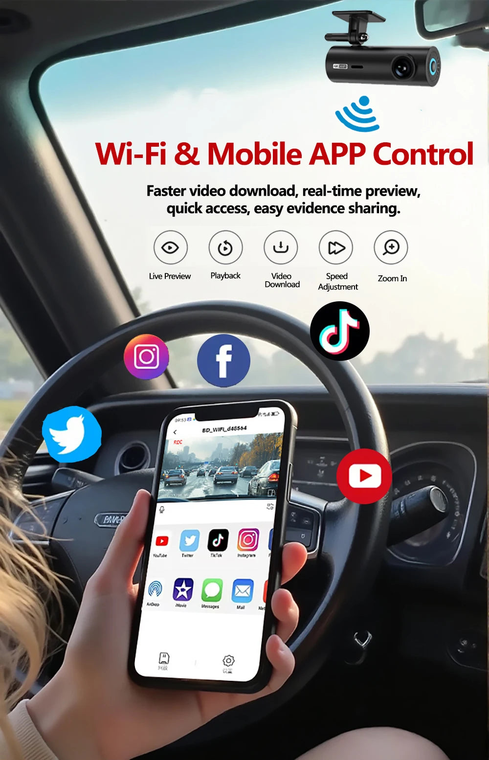 dashcam for car Black box Driving Video Recorders 4K WiFi Mini Front Camera Dash Cam 24H Parking Monitor Car Recording camera - Magic Electronics