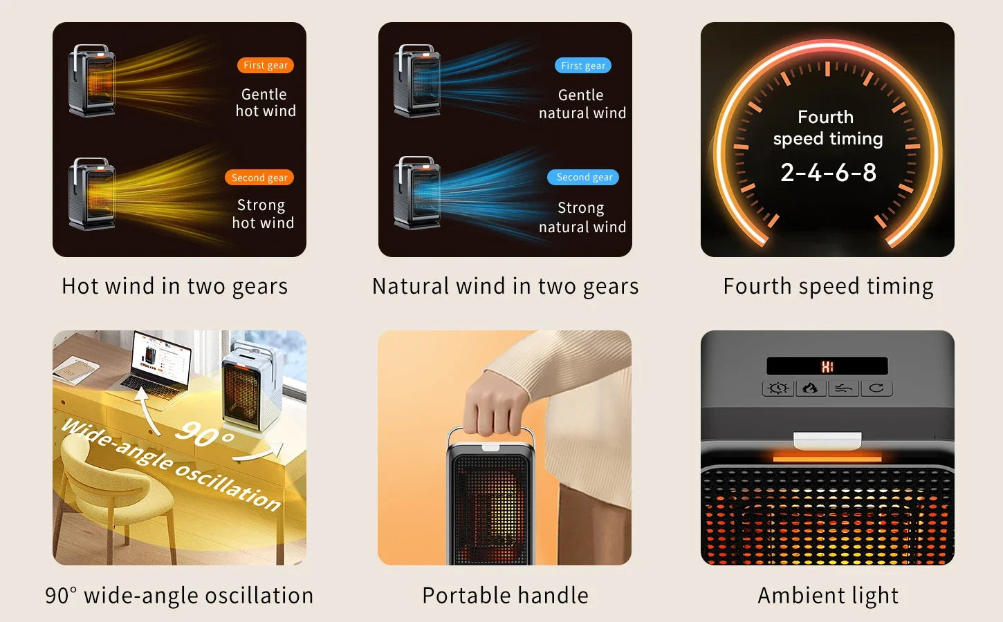 Portable Desktop PTC quick heating shaking head electric both cooling and heating small household With Remote Control 1000W - Magic Electronics