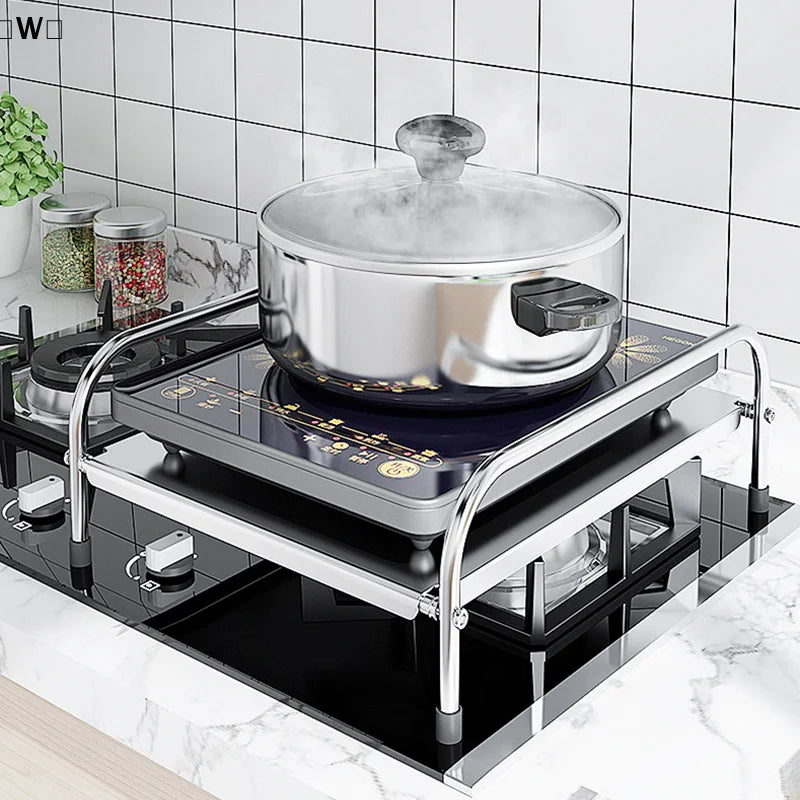 〔W〕Kitchen Stainless Steel Induction Cooker Rack Floor Mounted Multifunctional Shelf Gas Stove Support Kitchen Accessories - Magic Electronics