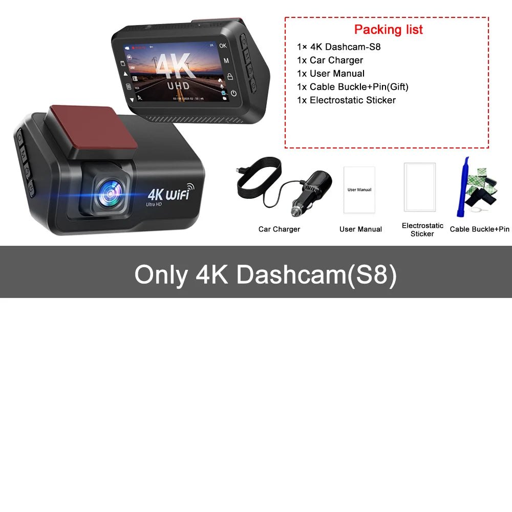Kocam 4K UHD Dash Cam WiFi Car DVR Front and Rear Dual Lens Auto Car Camera with Night Vision 24H Parking Monitor Black Box - Magic Electronics