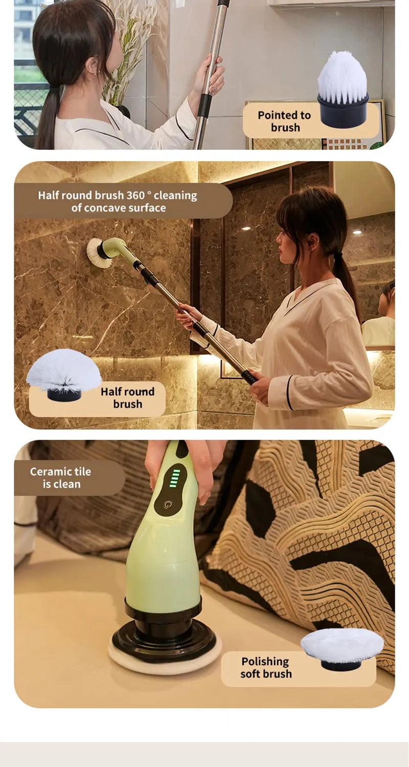 Electric Bathroom Cleaning Brush 9-in-1 Wireless Household Rotation Cleaning Brush for Bathroom Kitchen Toilet Cleaning Scrubber Magic Electronics Se729c1f5748246af9448204a99bd82f5u