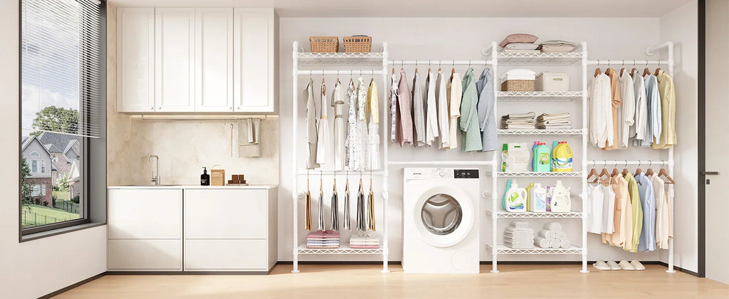 L4 Wall Mounted Industrial Pipe Clothes Rack, Closet Organizer System with Rods Expandable, Clothing Rack, Corner Garment Rack Magic Electronics Se7584921ee9c40c19a98dfad394f85f1M