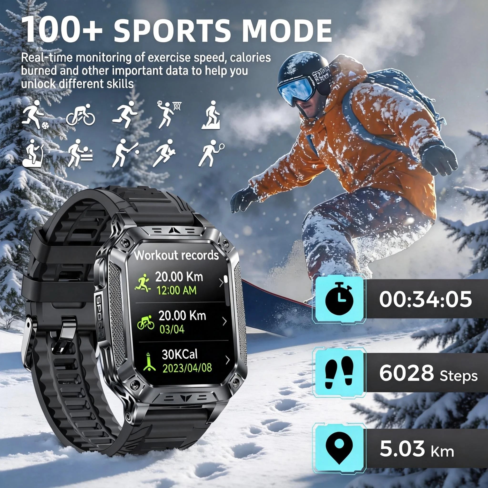 2026 Military outdoor SmartWatch Fitness Clock Men 2.01 inch AMOLED Screen 1400mAh Battery Flashlight Call Waterproof Smart Band Magic Electronics Se84ec52631a94e95b52d94e3c64c0724Q
