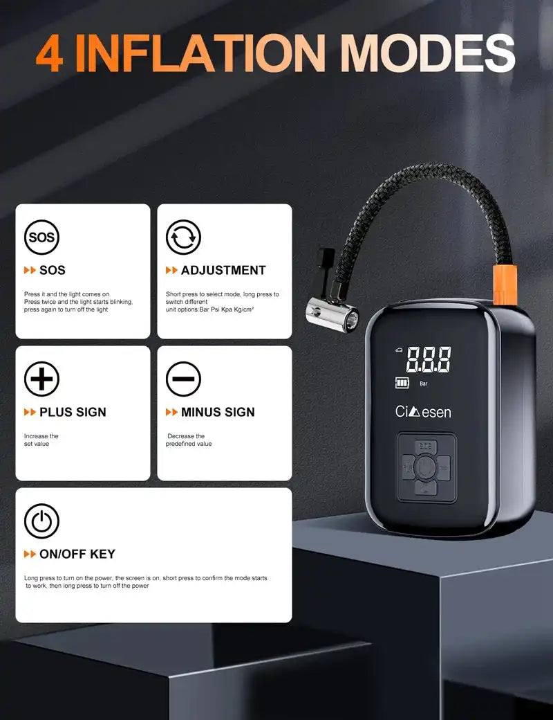 1pc Car Wireless Air Pump 150PSI Portable Electric Tire Inflation For Car Bicycle Motorcycle Air Compressor Inflator US Shipping - Magic Electronics