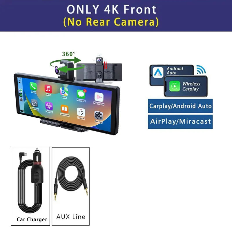 10.26 Inch 4K 3840*2160P Car Dvr Carplay Android-Auto Dash Cam Cabin GPS 5G WIFI FM BT Dual Lens Camera Dashcam Drived Record QY28-No Rear Magic Electronics Se8cddc566cf94209bca8330f418c471ag QY28-No Rear
