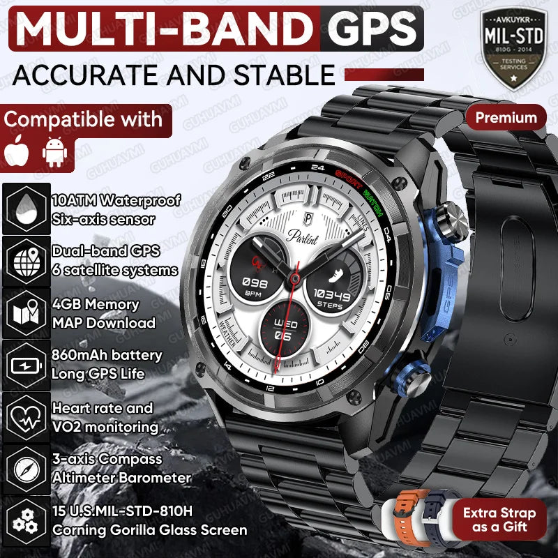 2026 New T-REX Pro Dual-Band AGPS Smartwatch Built-in Offline Map 10ATM Waterproof 30-Days Battery Compass Men Militray Watches - Magic Electronics