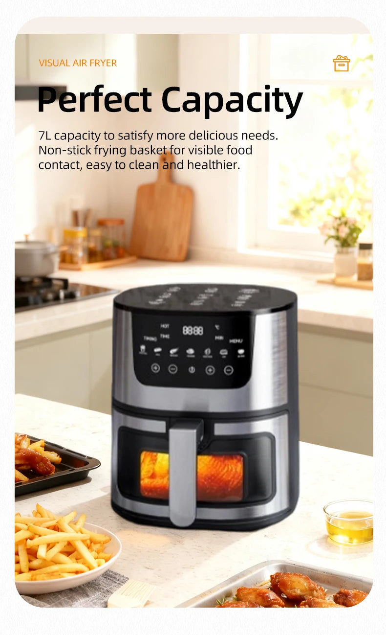 DIVEDEER 7L Household Visual Air Fryer - Large Capacity, Multifunctional, Stainless Steel Design for Home Use (Freidora Aire) Magic Electronics Sea701bbb2c254738b9d3a5808c39bb91H