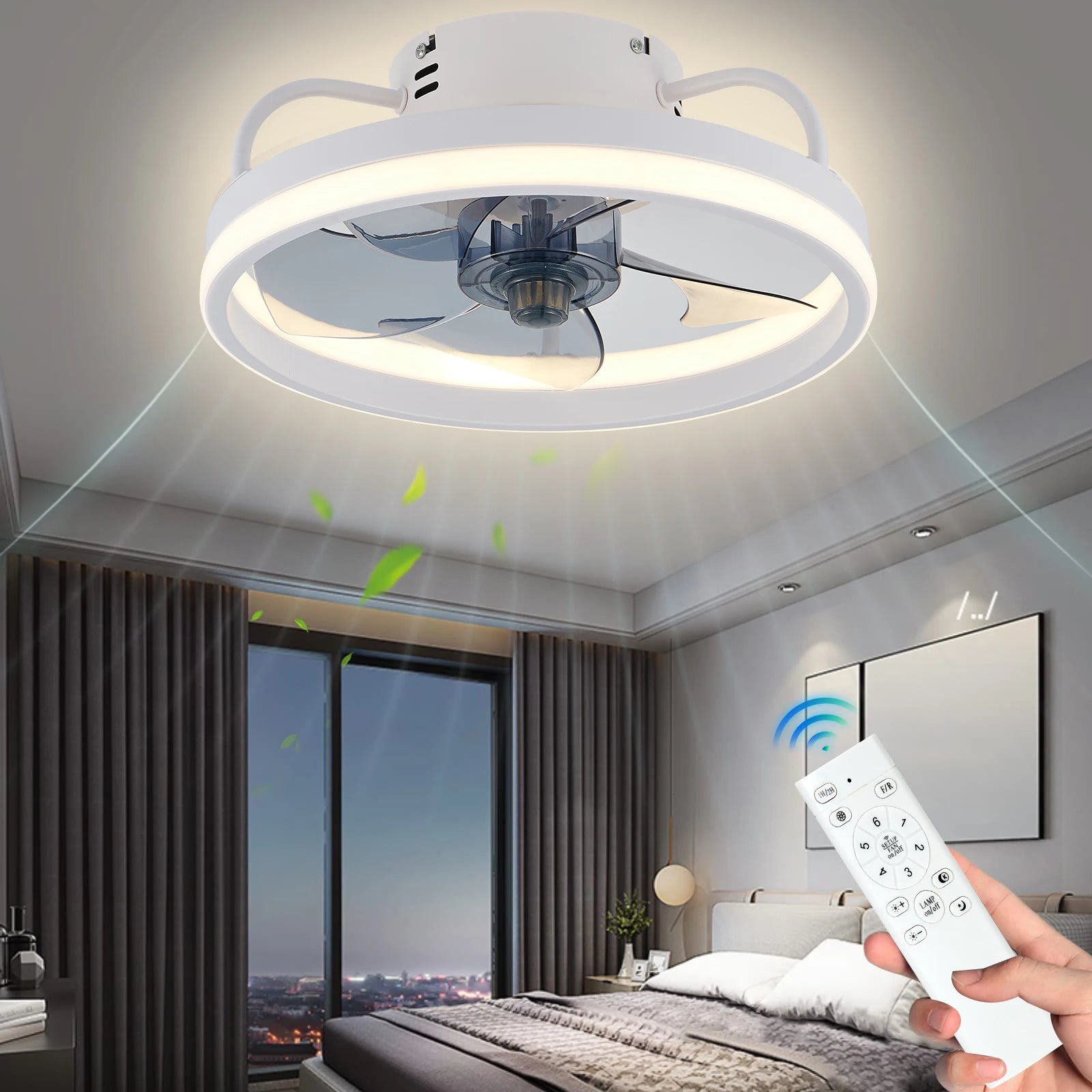 LED Ceiling Light Fan With Remote Control Lamp For Living Room Bedrooms Fans For Large House Decoration Home Lighting Fixtures