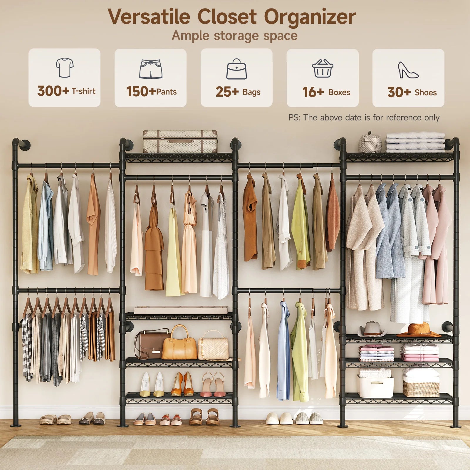 L4 Wall Mounted Industrial Pipe Clothes Rack, Closet Organizer System with Rods Expandable, Clothing Rack, Corner Garment Rack Magic Electronics Seba9f01bb7214584942ed15dc71e52f5c