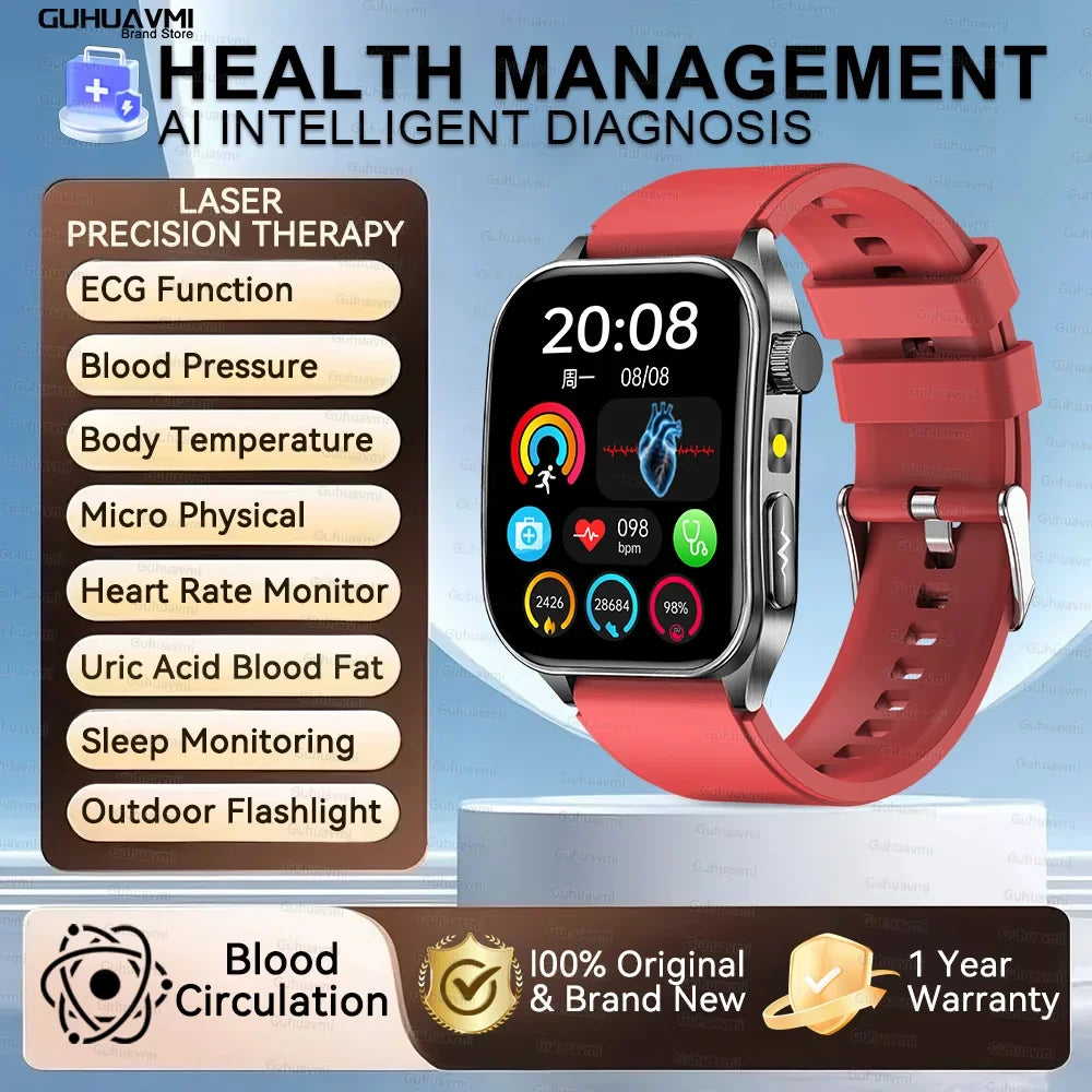 New Laser Treatment Three High Smart Watch Men ECG Heart Rate Uric Acid Health Tracker 1.95 inches Sapphire Glass SmartBracelet Red Sports Health Watch Magic Electronics Sec1ff608f92a4c7393fc4e2bcba6e58eq Red Sports Health Watch