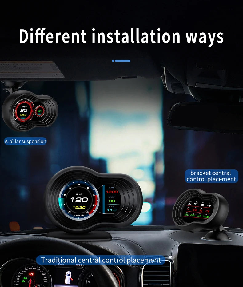 F9-OBD OBD2 GPS HUD Head Up Display Car Digital Speedometer Auto Over speed Alarm Meter Water Temp Fuel Consumption Gauges - Magic Electronics