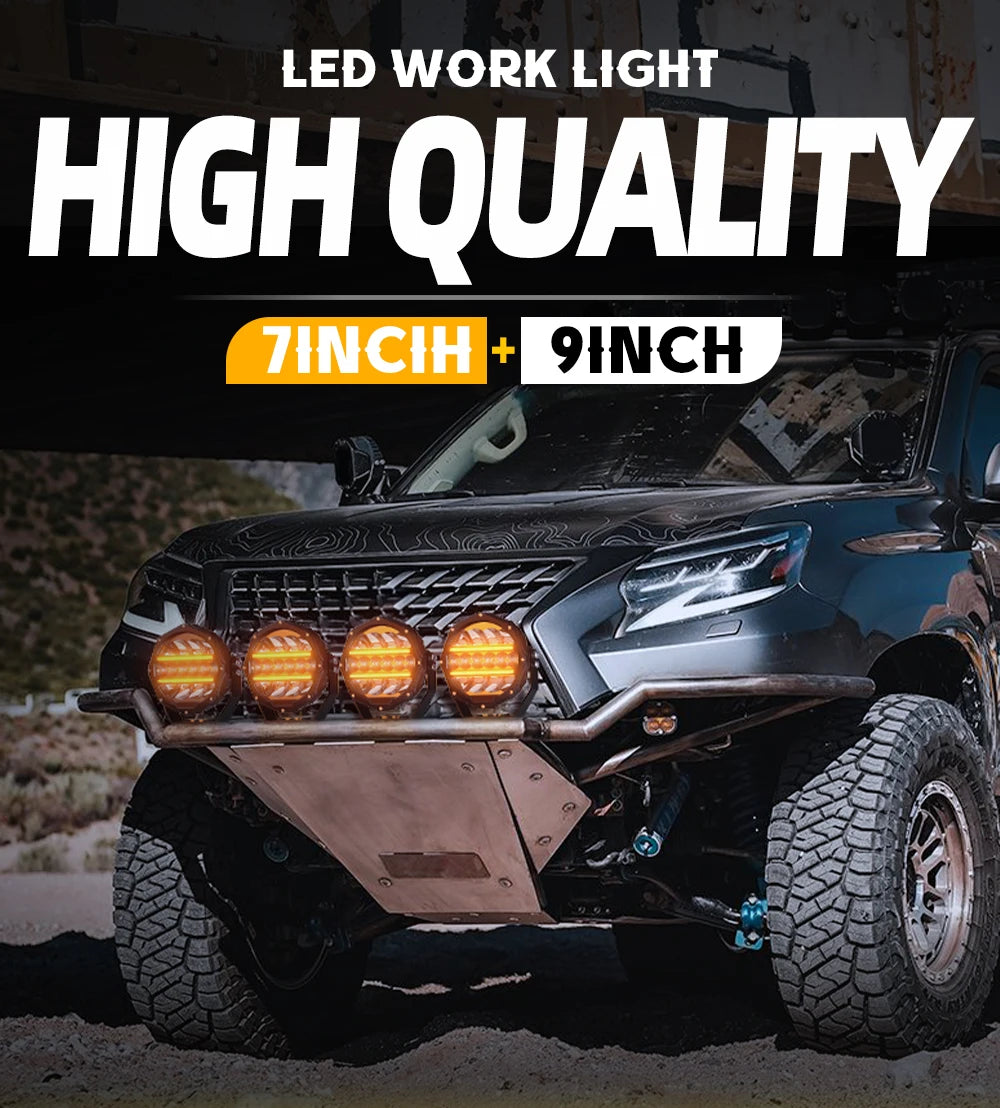CO LIGHT Round LED Offroad Lights 7 Inch Spot Driving Light Pods with DRL Super Bright Off Road Ditch Work Light Bar for SUV Magic Electronics Sec596ba8109e4aedb9a6a9214069b185v