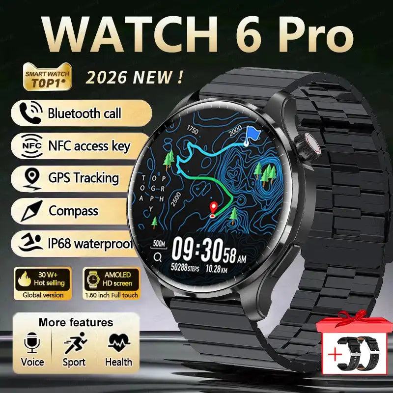 2026 New GPS SmartWatch BluetoothCall IP68 Waterproof AMOLED Screen Custom AOD Watch Face Sport Smartwatch Men Women Android iOS - Magic Electronics