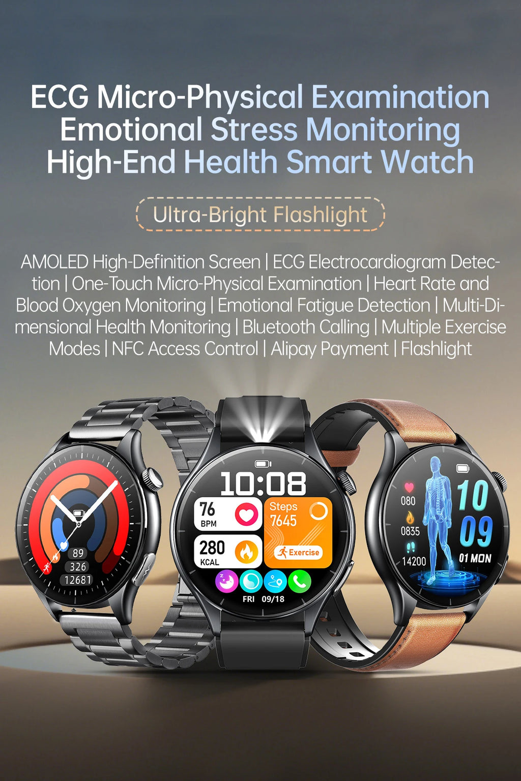 New upgrade High end Analysis Health Smart Watch Sapphire screen ECG Uric Acid BP Blood Oxygen Body Fat HD Call NFC Smart Watch Magic Electronics Sed3fd3085ddb4625addb2d8e8ab41039o