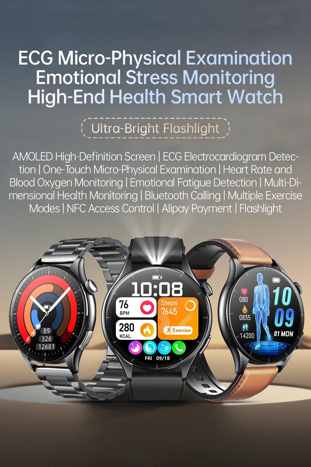 New upgrade High end Analysis Health Smart Watch Sapphire screen ECG Uric Acid BP Blood Oxygen Body Fat HD Call NFC Smart Watch Magic Electronics Sed3fd3085ddb4625addb2d8e8ab41039o