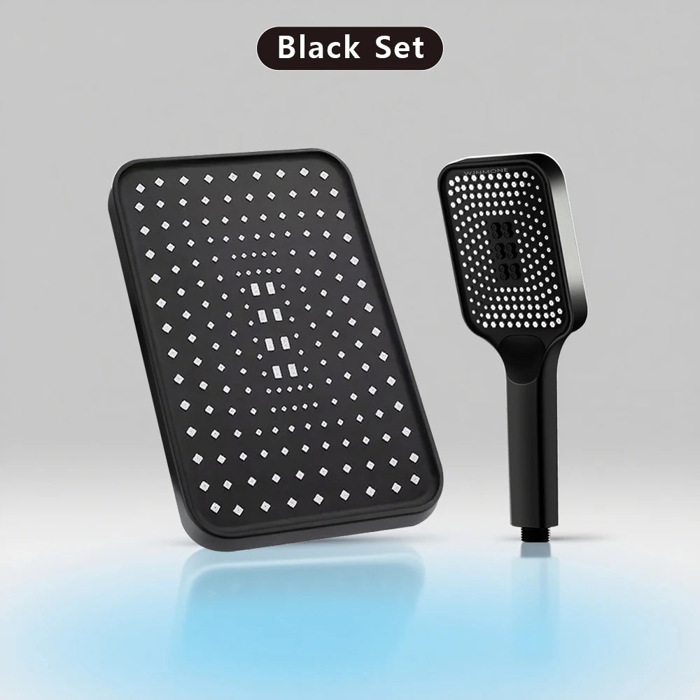 Large Flow High Pressure Shower Head Spray Bathroom Rain Shower Silicone Water-saving Nozzle Pressurization Handheld Accessories Black Set Magic Electronics Sede85c1920de4ad8b96f723142104f9cu Black Set